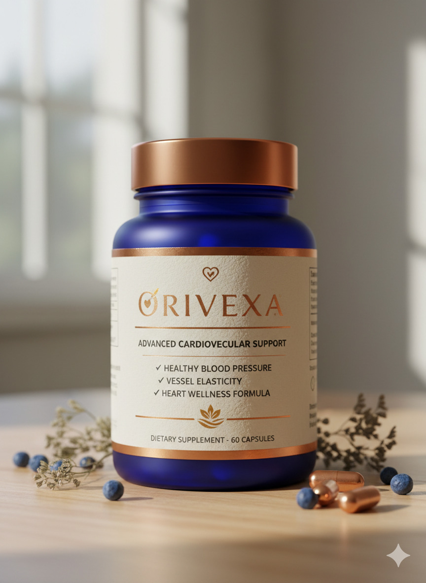 Orivexa food supplement bottle with label visible on a neutral surface
